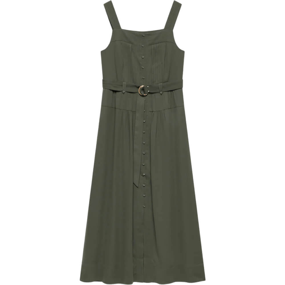 Mint Velvet Khaki Pinafore Midi Dress